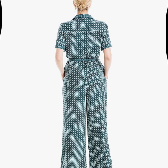 Max Studio Women's Button Top Collared Wide Leg Jumpsuit w/Front Waist Tie Small - Picture 3 of 7